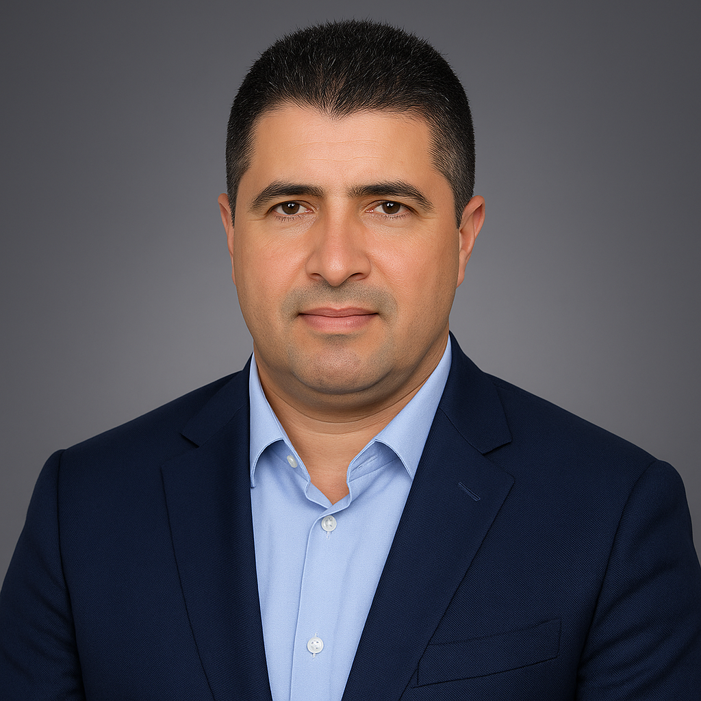 Professional Headshot with Navy Suit